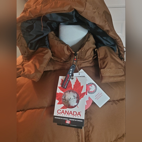 Canada Weather Gear Brown Hooded Puffer Jacket Mens - Picture 2 of 12